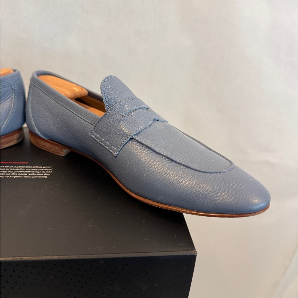 Donald J. Pliner Slate Blue Leather Loafers - Picture 6 of 16